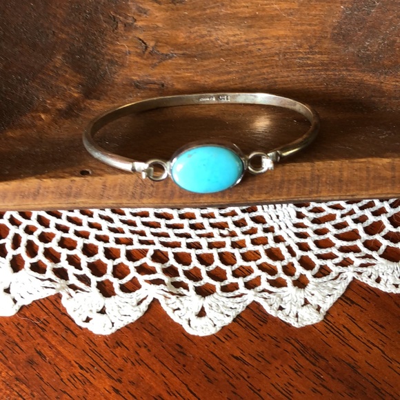 Sterling MEXICO CII Hinged Bangle Changeable Stones + 925 Hammered Focal - Picture 2 of 9